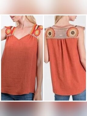 Nwt Hailey & Co Orange Crochet Top